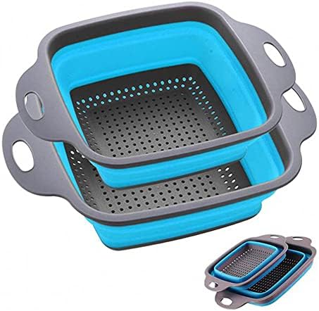 LMF GoBuDDY Collapsible Colander Set of 2 Silicone Square Strainer
