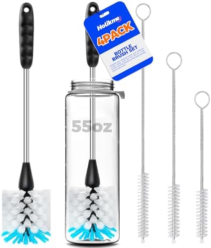 Holikme 4 Pack Bottle Brush 14" Stainless Steel Straw Cleaner