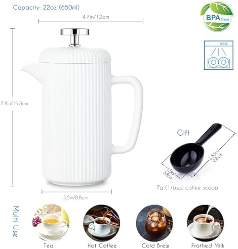 Easyworkz Porcelain French Press, 22 fl oz