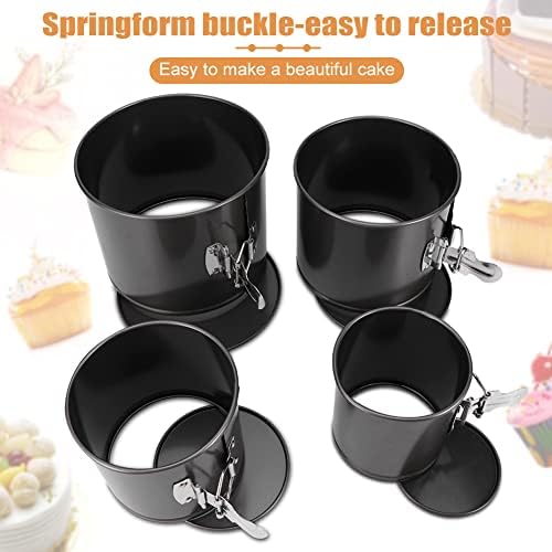 Springform Pan Set of 4,Heighten Non-stick Round Cake Pan Set with