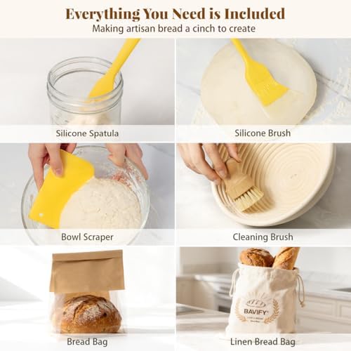 BAVIFY Sourdough Starter Kit with Proofing Baskets