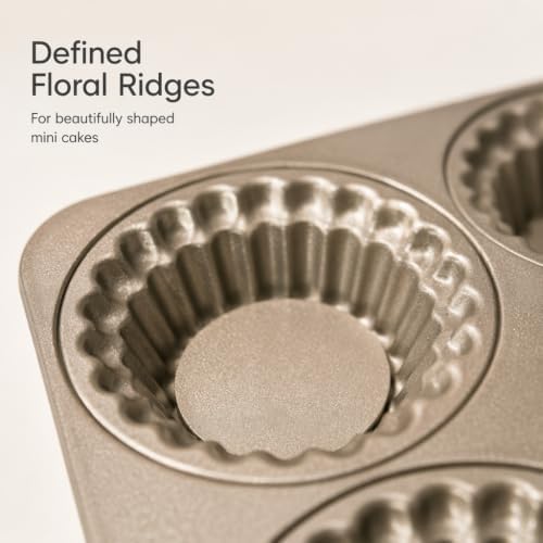4-Cavity Fluted Tart Pan Set, Champagne Gold