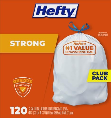 Hefty Strong White 13 Gallon Trash Bags - Image 3