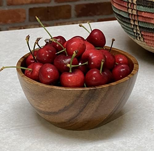 Wood Bowls, Set of 4, 5 In Solid Acacia, Snack, Dip, Dessert & Prep