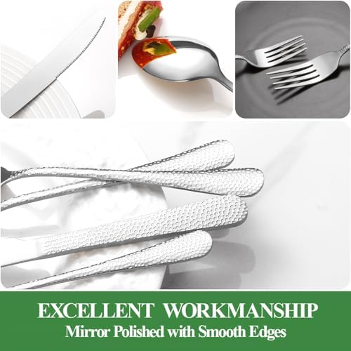20 Pcs Silver Silverware Set for 4, Food Grade Stainless Steel