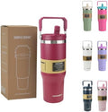 30oz Flip Straw Insulated Water Bottle with Handle, Leak Proof