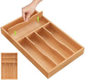 Unibambou Bamboo Kitchen Silverware Organizer, Removable Divider