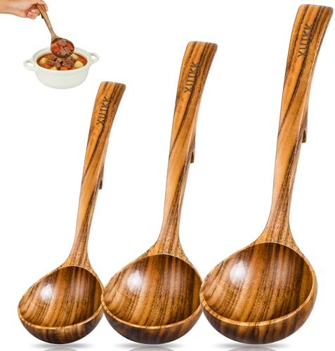 3-Size Teak Wood Ladle Set
