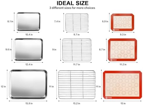 M MCIRCO Baking Sheet with Cooling Rack, Baking Mat Set, Set of 9