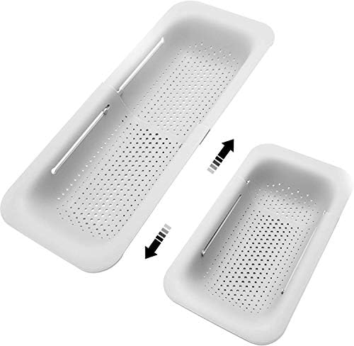 Collapsible Over-the-Sink Colander, 14.3-19.4-Inch, White