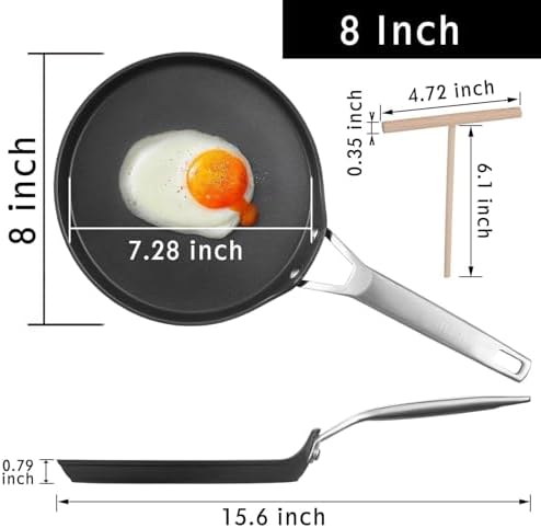 MsMk 8 Inch Nonstick Crepe Pan with Spreader, Induction Dosa Tawa