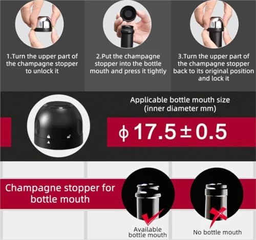 Leak-Proof Wine and Champagne Stoppers Set - Reusable Vacuum Seal Caps