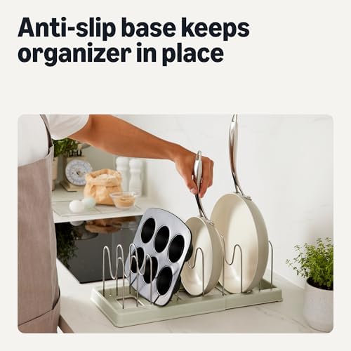 Amazon Basics Cookware and Bakeware Organizer, Stainless Steel, Expandable from 12.2 in. - 20.7 in., Includes 10 Dividers