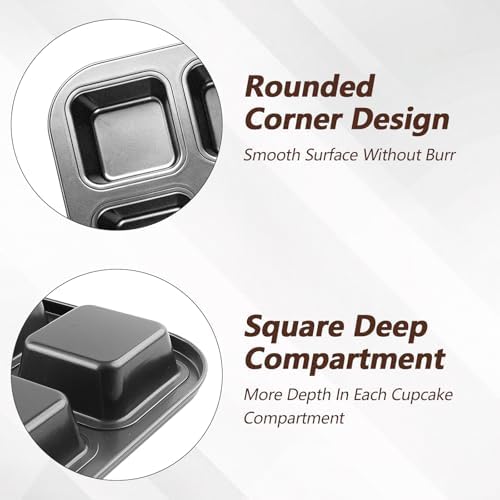 2 Pack Mini Brownie Pan with Dividers, Brownie Bite Pan, 12 Cavity