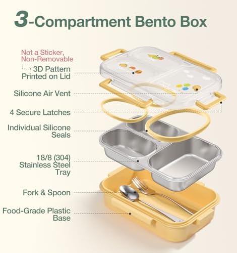 NUKied Stainless Steel Lunch Box, 3 Compartments