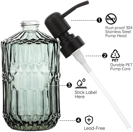 Segbeauty Glass Soap Dispenser Set, 2 Pack, 15.2oz, Green