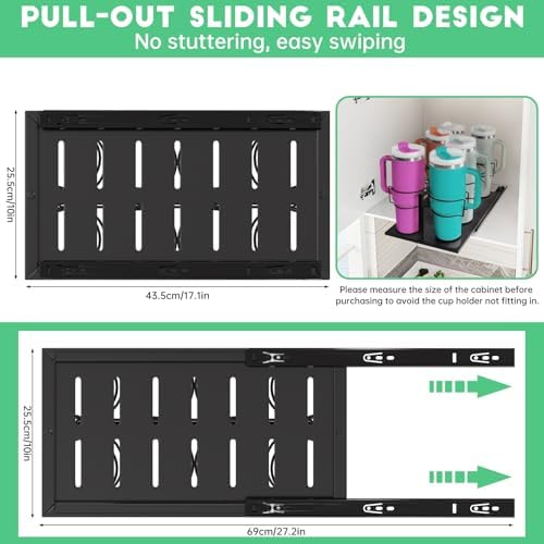 DTUQYX Stanley 40 oz Cup Organizer for Cabinet, Pull Out Water Bottle