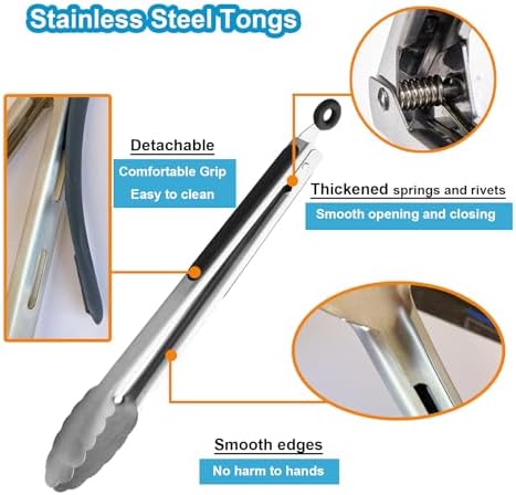 Kitchen Tongs for Cooking, Set of 4, 9 inch and 12 inch