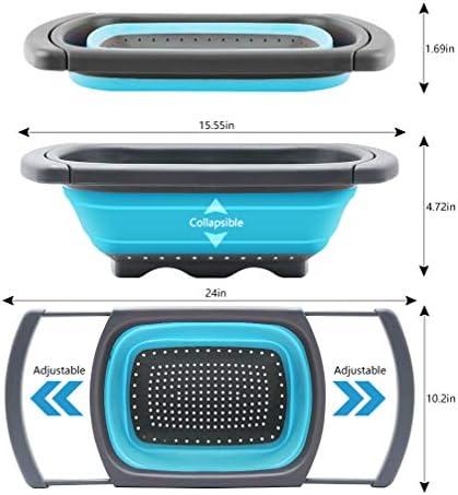 QiMH Collapsible Colander Set of 3-2 PC 4 Quart and 1 PC 6 Quart Over