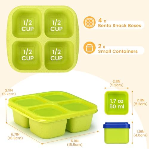 Caperci Lunchable Snack Containers - 4 Pack Bento Snack Boxes