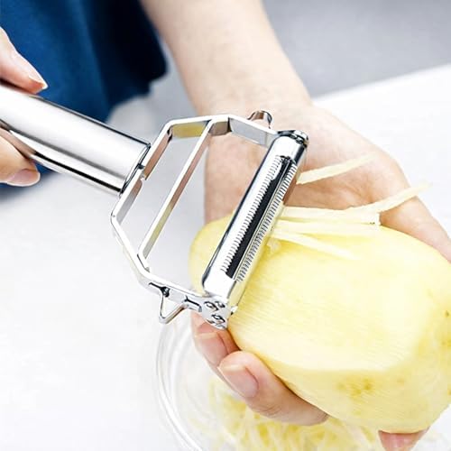 Julienne Peeler, Stainless Steel Vegetable Peeler, Double-Sided Blade