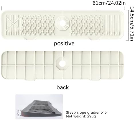 24 Inch Faucet Mat for Kitchen Sink Silicone Sink Splash Guard 5°