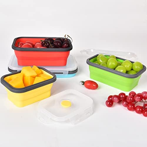 Collapsible Silicone Food Storage Containers, Set of 4 Foldable