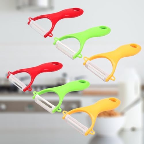 6 Piece Ceramic Vegetable Peeler with Hook Handle for Kitchen