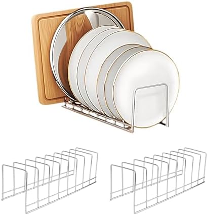 2 Pcs Pot Lid holders, Stainless Steel Dish Plate Rack for Pots & Pans