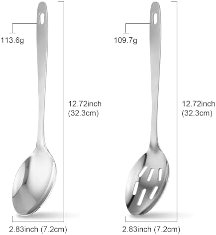 Kirecoo 2PCS Stainless Steel Serving Spoons Set, Solid & Slotted