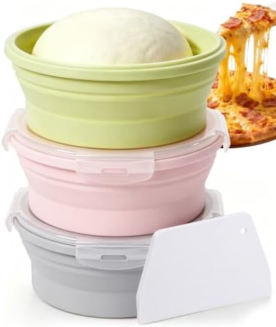 3Pcs Pizza Dough Proofing Container, Silicone Food Storage