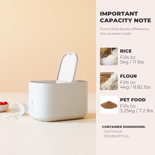 Zuutii Rice Storage Container, 6.9Qt/11lbs