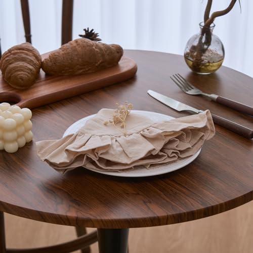 vctops 15 Inch Boho Apricot Cotton Placemats Set of 4, Round Ruffles
