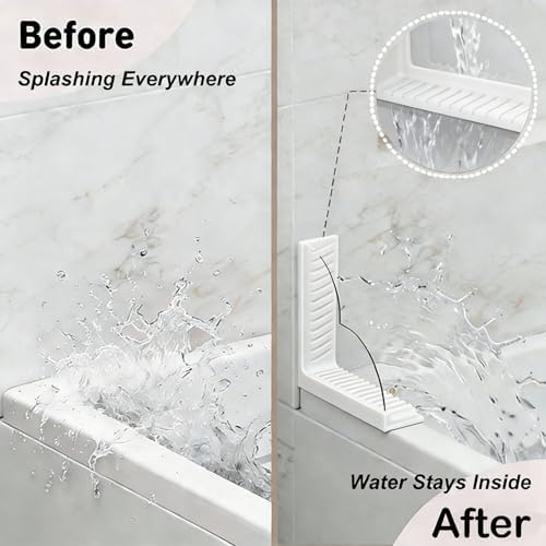 Bathtub Splash Guard with Suction Cup No Adhesive Reusable Silicone