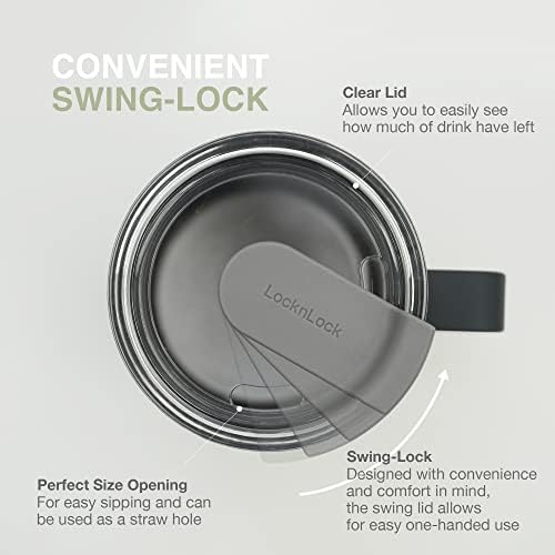 LocknLock Metro Mug, Premium 18/8 Stainless Steel Metal, Double Wall