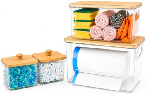 4 PACK Stackable Trash Bag Dispenser Organizer, Multi-Purpose Under