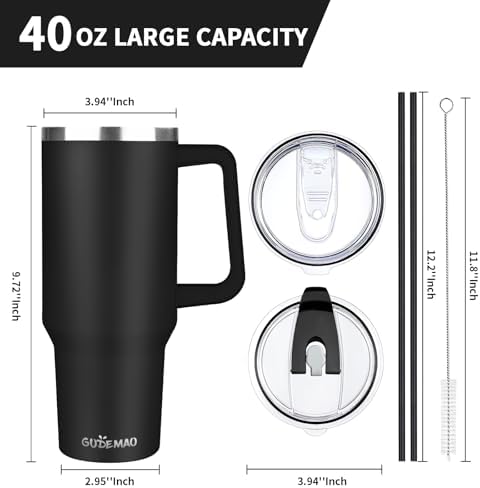 40 oz Tumbler with Handle, Insulated Tumbler with Lid and Straw