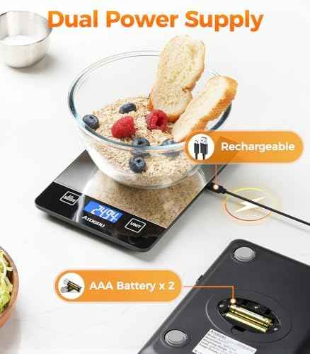 Atogou Food Scale Rechargeable - 33lb Digital Kitchen Scale Ounces
