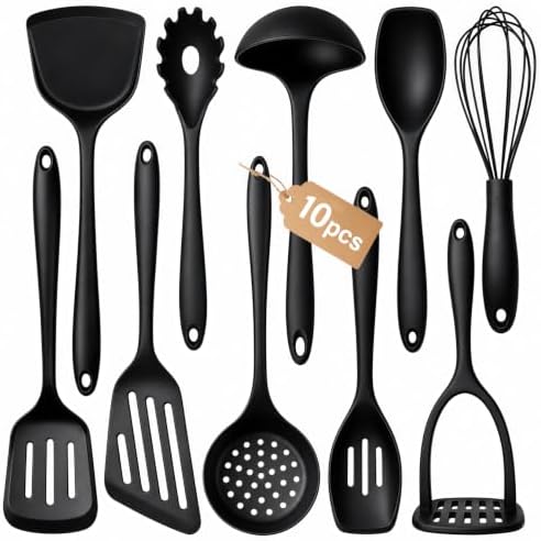 Silicone Cooking Utensils Set, 10-Piece, Black