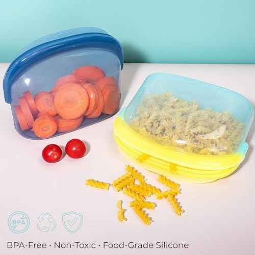 Reusable Silicone Food Storage Bags (3-Pack) | Stand-Up Wide Bottom