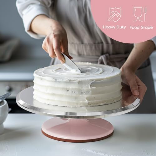 Kootek 12-Inch Pink Aluminum Alloy Cake Turntable