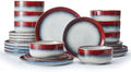 KINGSTONE Stoneware Dinnerware Sets for 8, Reactive Glaze, Kiln-Fired Red