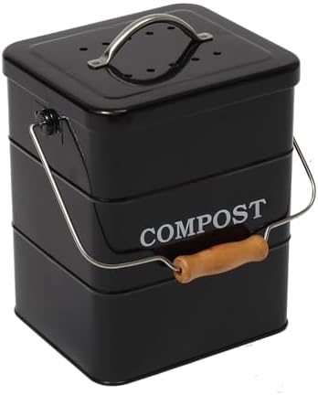 Carbon Steel Kitchen Countertop Compost Bin, 1 Gallon