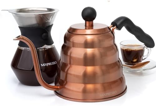 Mixpresso Gooseneck Coffee Kettle, 1.2 Liter (40 Oz), Stainless Steel