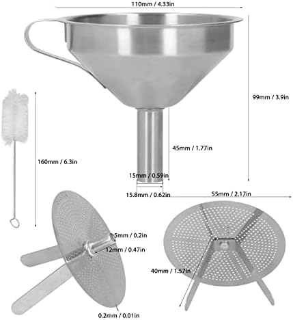 Stainless Steel Kitchen Funnel, 4.3-Inch Food Grade Metal Funnel with