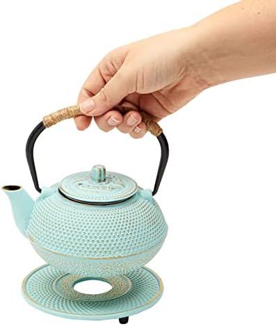 Juvale Cast Iron Tea Kettle with Infuser - Green, 18 oz/500 ml