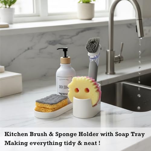 Ceramic Sponge and Brush Holder Set, White