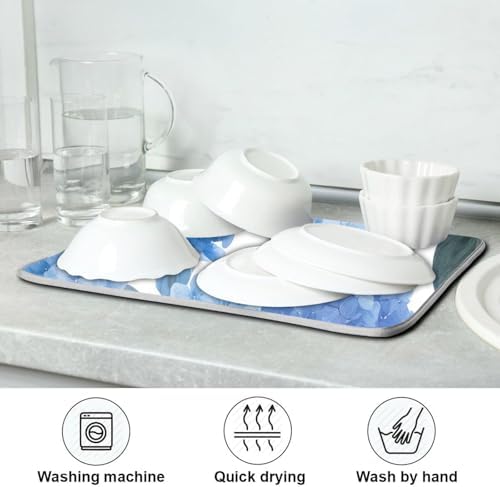 OTVEE Elegant Hydrangea Flower Art Dish Drying Mat for Kitchen Counter