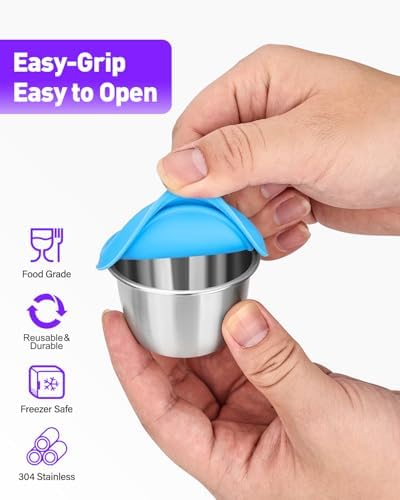 SouxMux 6-Pack 1.4 Oz Salad Dressing Container, Leakproof Stainless