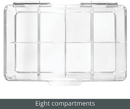 mDesign Tea Bag Single Serve Pouch Divided Box Holder Organizer, Clear